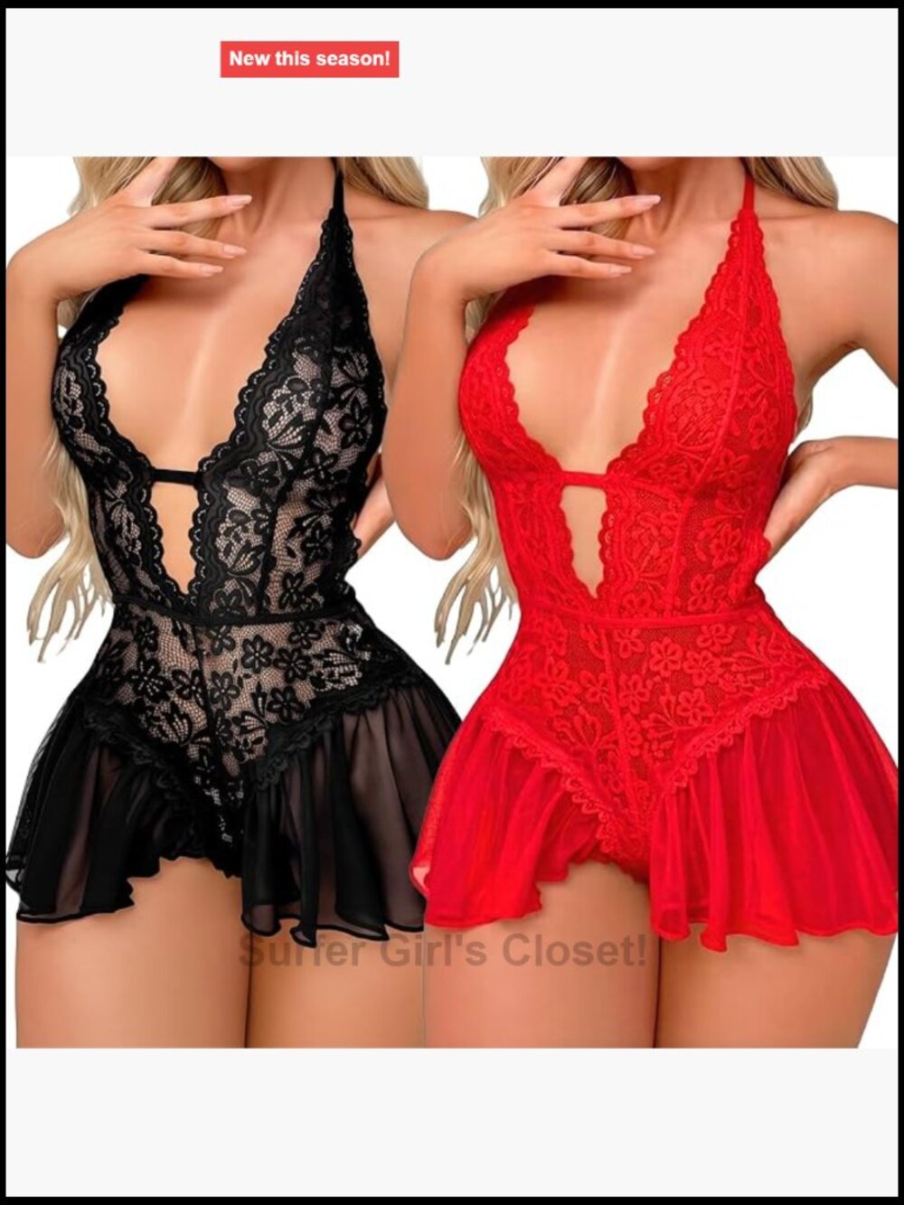 Lace Bodysuit One Piece Teddy Mini Babydoll Mesh Chemise Sleepwear